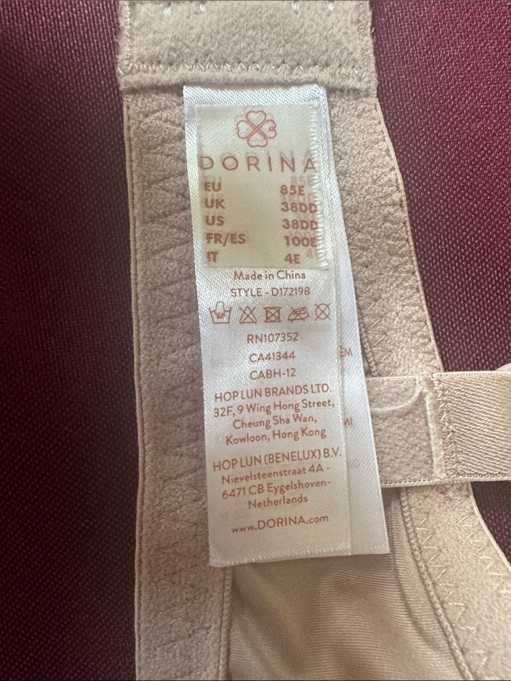 Dorina Underwire Bra Taupe / Light Beige with Ivory / Taupe Lace Overlay - 38 DD - Picture 8 of 12
